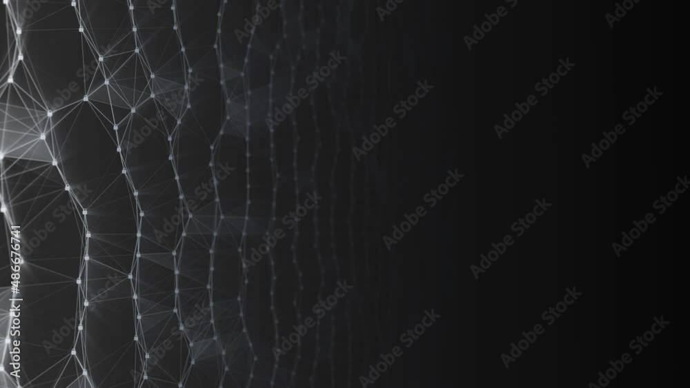Animated background frame. Spiral moving wave design with glowing locks. Digital protection. Information security. Plexus line, DNA chain. Spinning spider web. Pattern technology, business. 4k