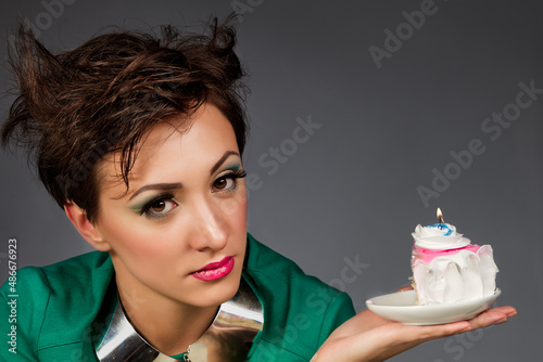 Gamour girls with her cake photo