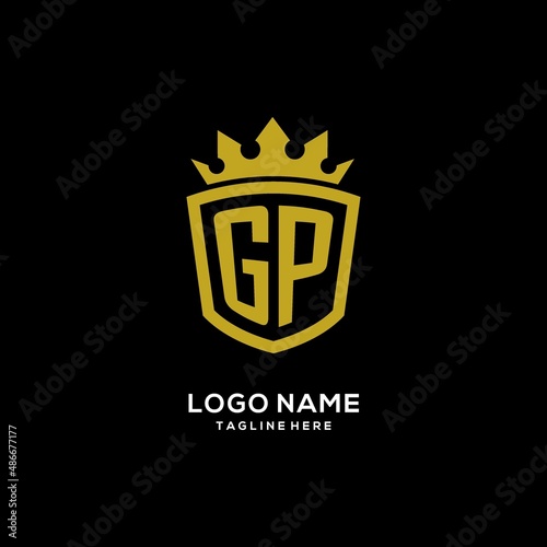 Initial GP logo shield crown style, luxury elegant monogram logo design