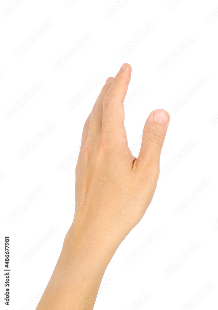 Gesture symbols male hand, isolated white background.
Gesture symbols male hand, isolated white background.