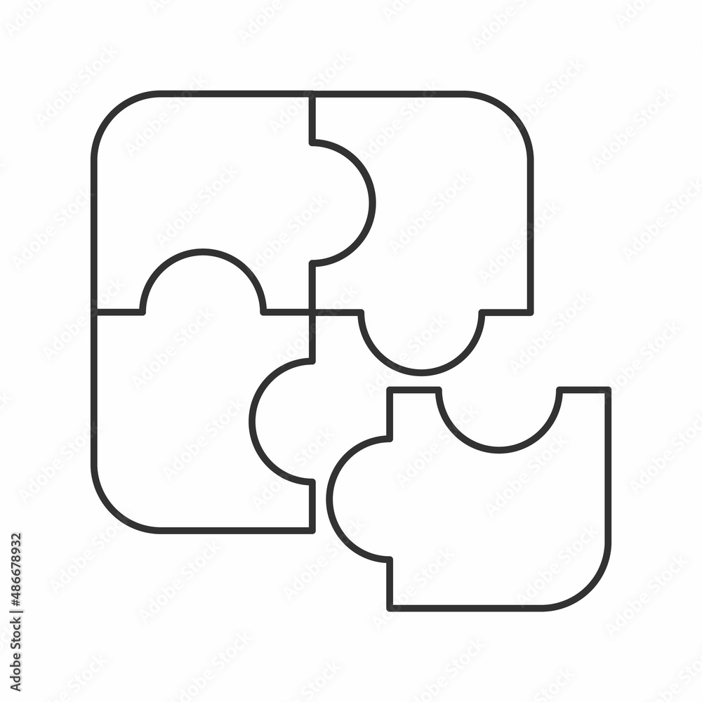 Jigsaw puzzle template of four pieces icon logo Jigsaw puzzle template of four pieces icon logo