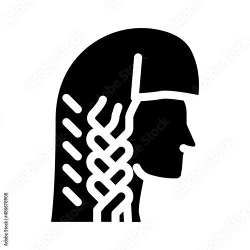 braiding hair glyph icon vector. braiding hair sign. isolated contour symbol black illustration
