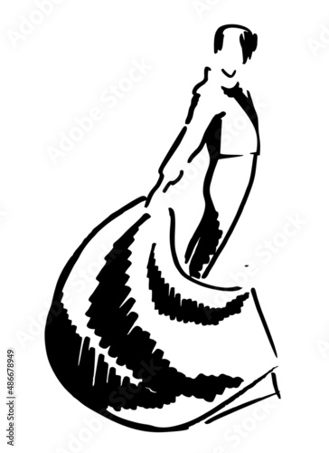 Bullfight, matador, travel, country concept. Spain Monumental Corrida de toros. Hand drawn bullfighter in special costume. Traditional Spanish entertainment concept sketch. Vector illustration