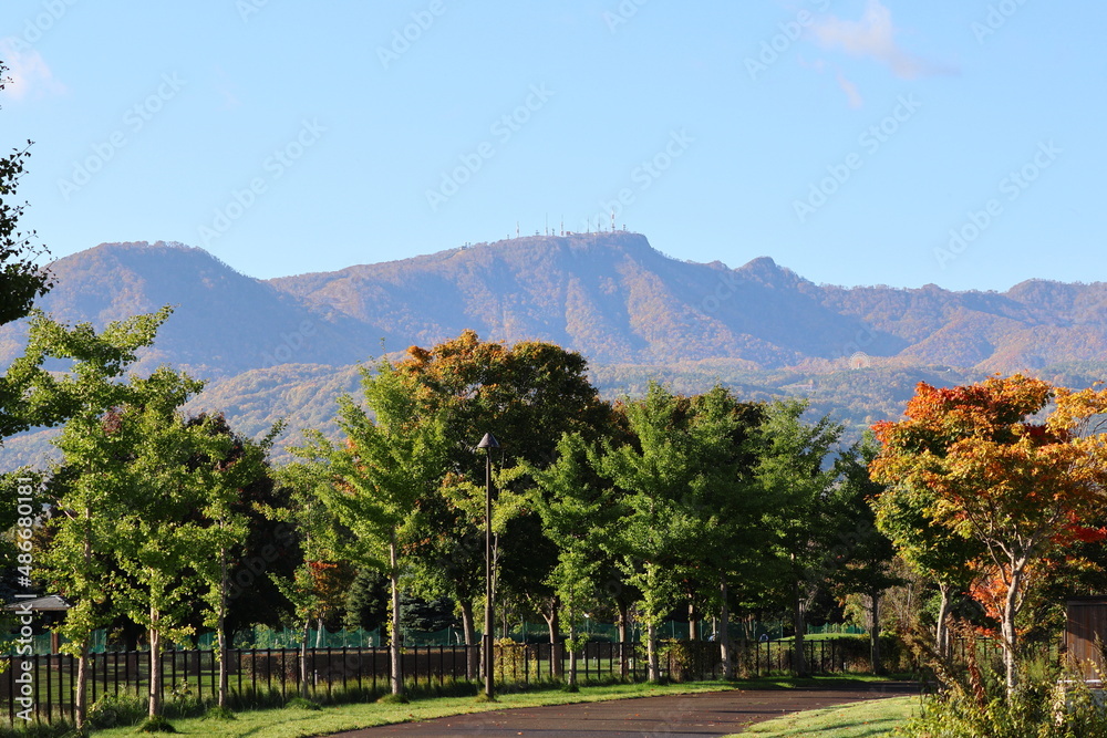 秋の前田森林公園と手稲山