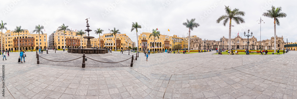Central square in the historic center of Lima in Peru