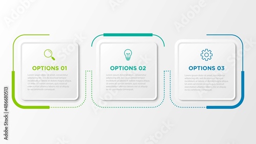 Timeline infographic design element and number options. Business concept with 3 steps. Can be used for workflow layout, diagram, annual report, web design. Vector business template for presentation. photo