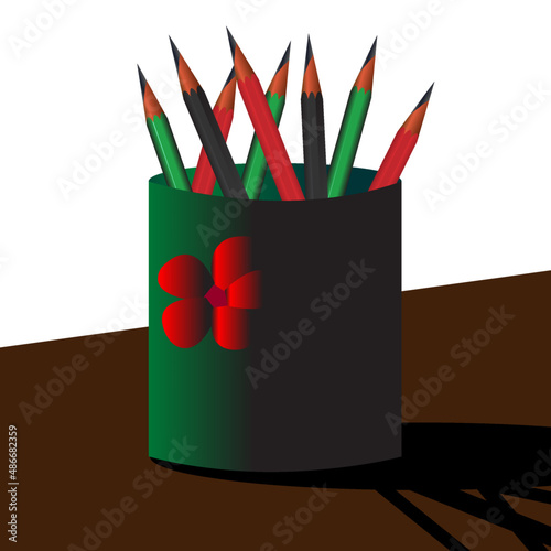  colorful pencils in a pot