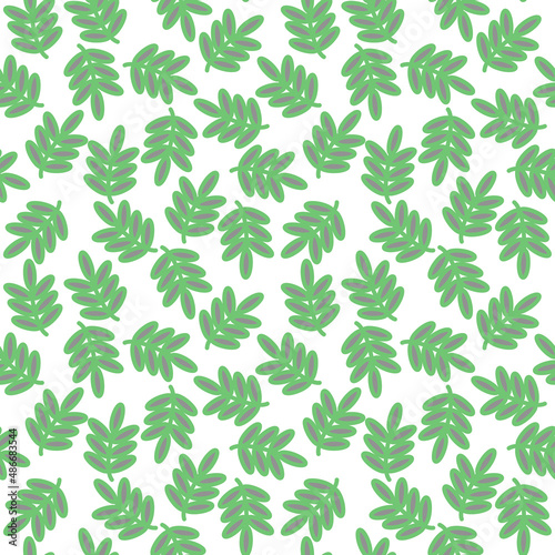 Seamless abstract floral pattern. Grey  green  white. Vector illustration. Botanical texture. Chaotic leaves ornament. Design for textile fabrics  wrapping paper  background  wallpaper  cover.