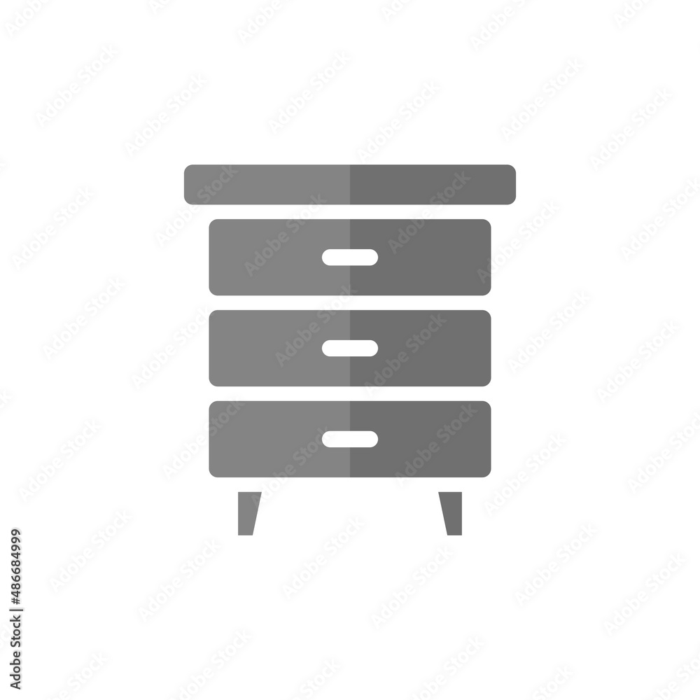 Bedside table grey flat vector icon Bedside table grey flat vector icon