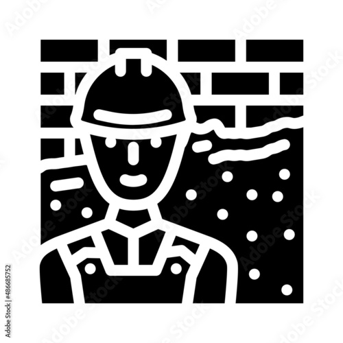 plasterer worker glyph icon vector. plasterer worker sign. isolated contour symbol black illustration