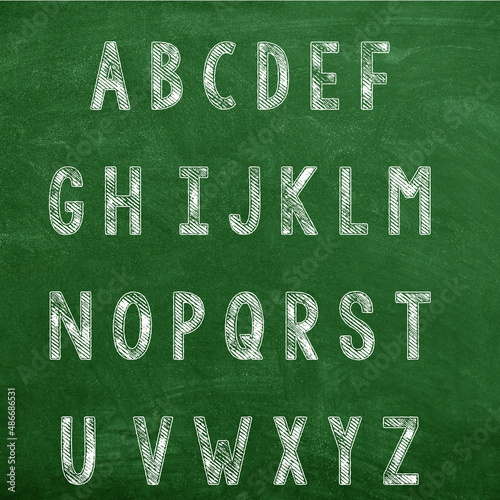 Alphabet English letters on Chalkboard