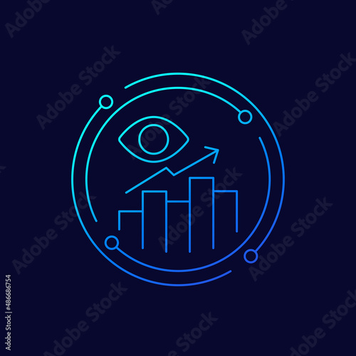 Views analytics icon, linear design