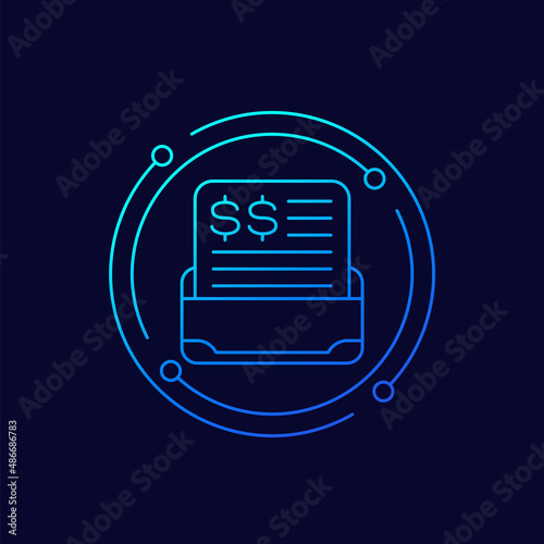 Invoice or paycheck icon, linear design