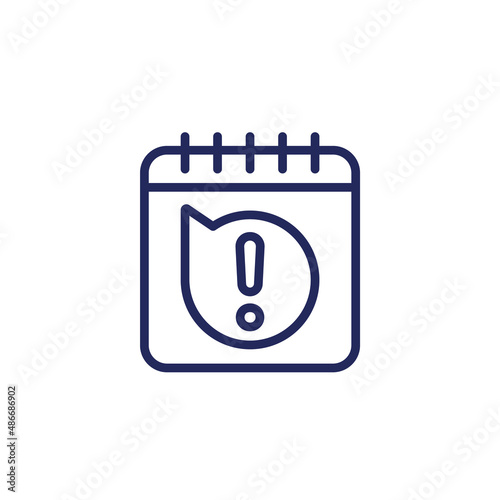 warning line icon with a calendar