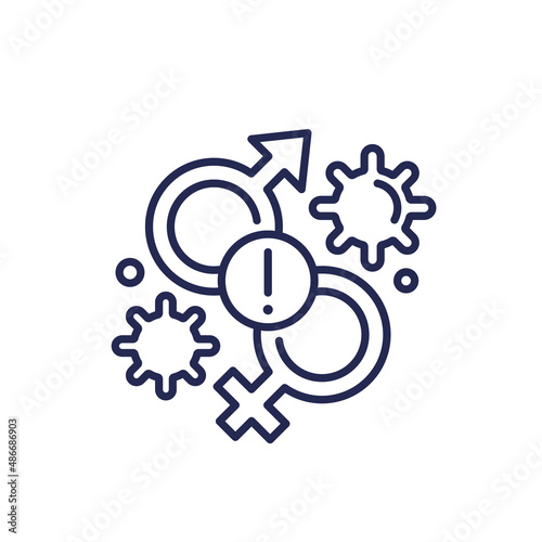 STD icon, Sexual transmitted disease line vector