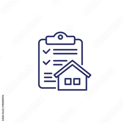 Building permit icon, line vector