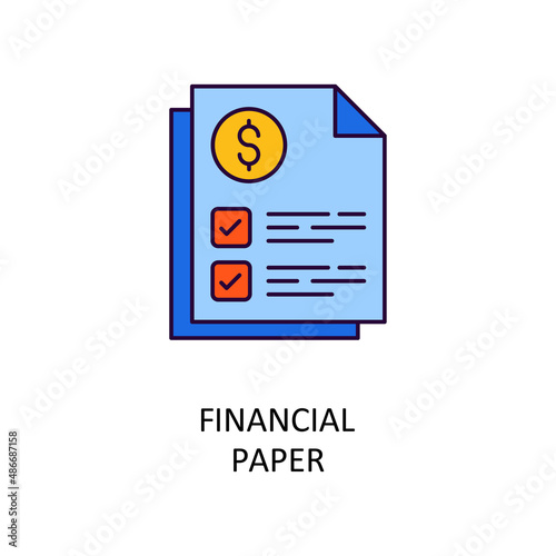 Financial Paper Vector Filled Outline Icon Design illustration. Banking and Payment Symbol on White background EPS 10 File © Designer`s Circle 