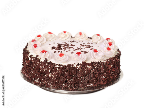Black Forest Cake, whipped cream and chocolate flakes
