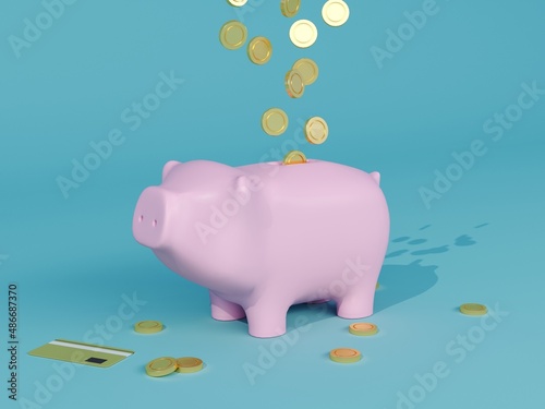 piggy bank with a coin