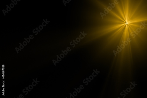 Easy to add lens flare effects for overlay designs or screen blending mode to make high-quality images. Abstract sun burst, digital flare, iridescent glare over black background.