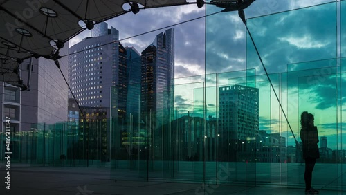 Contemporary Art at La Defense Business District Grande Arche Paris With Peoples