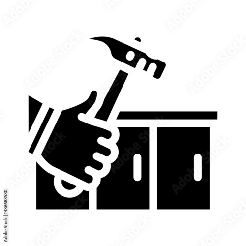 kitchen worktop repair glyph icon vector. kitchen worktop repair sign. isolated contour symbol black illustration