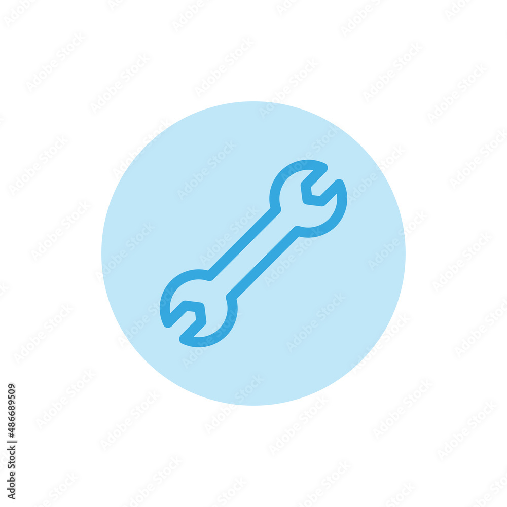 Blue wrench vector icon with white background Blue wrench vector icon with white background