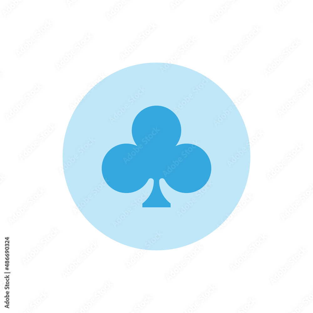 Blue clubs suit icon vector with white background. Playing cards symbol. Blue clubs suit icon vector with white background. Playing cards symbol.