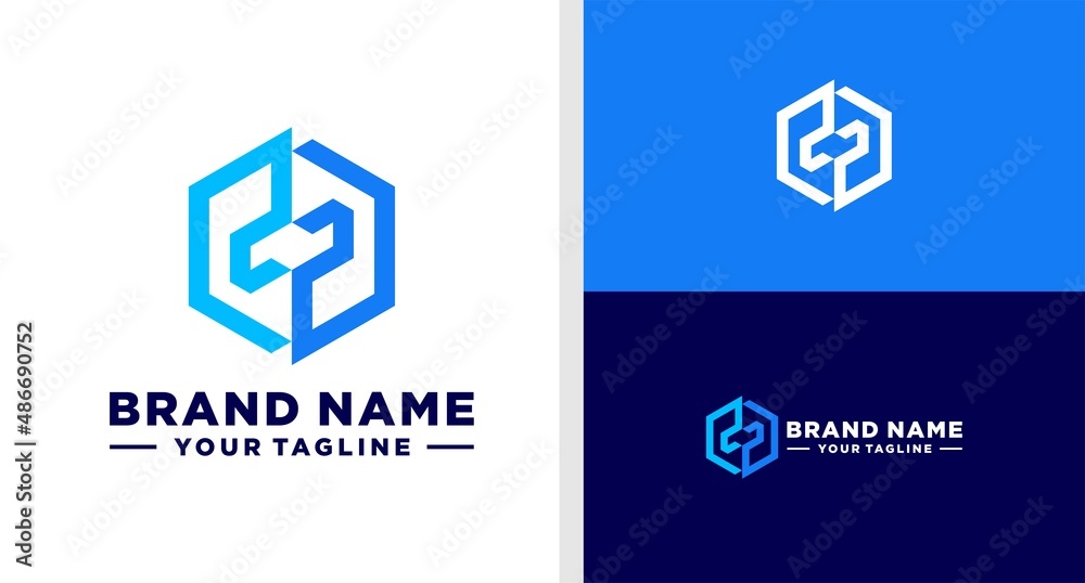 DP LOGO MONOGRAM HEXAGONAL EDITABLE