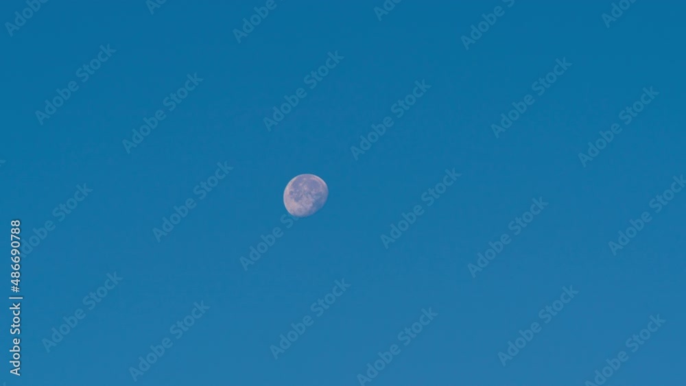 Minimalist Full Moon at Day Without Clouds Blue Sky Minimalist Full Moon at Day Without Clouds Blue Sky