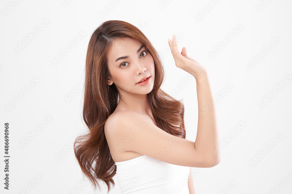Beautiful young asian woman with clean fresh skin on white background, Face care, Facial treatment, Cosmetology, beauty and spa, Asian women portrait. Beautiful young asian woman with clean fresh skin on white background, Face care, Facial treatment, Cosmetology, beauty and spa, Asian women portrait.