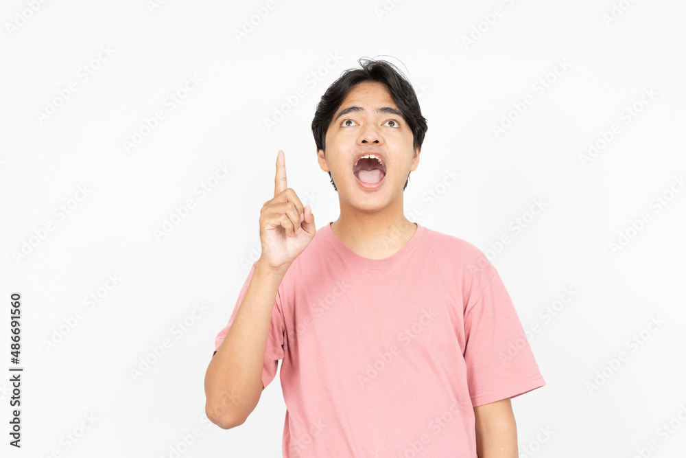 get idea of asian man Wearing T-shirt isolated on white background get idea of asian man Wearing T-shirt isolated on white background