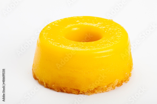 egg yolk candy with sugar, typical of Brazil and Portugal, called Quindim or Brisa de Liz. photo