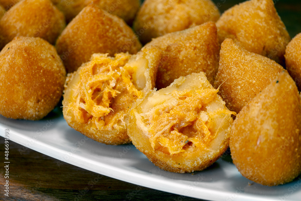 Coxinha of chicken, Brazilian snack Coxinha of chicken, Brazilian snack