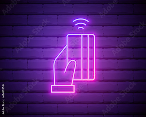 Contactless wireless pay sign logo. NFC technology. Near field communication. Nfc neon sign. Vector stock illustration
