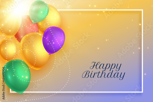 realistic colorful balloons birthday card design