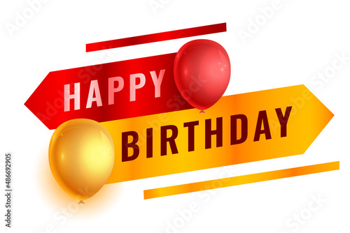 happy birthday greeting with ribbons and balloons