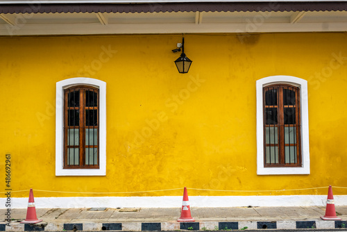 Fototapeta Naklejka Na Ścianę i Meble -  French Embassy Quarter building at a union territory at French colony, Pondicherry also as Puducherry, Tamilnadu, South India