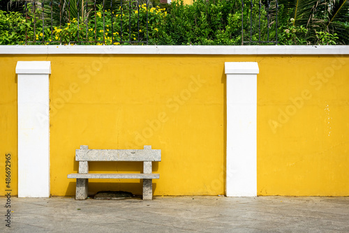 Fototapeta Naklejka Na Ścianę i Meble -  A generic French-style buildings street at a union territory at French colony, Pondicherry also as Puducherry, Tamilnadu, South India