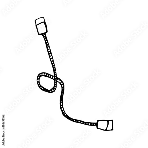 Hand drawn doodle skipping rope. Vector jumping rope. Outline.