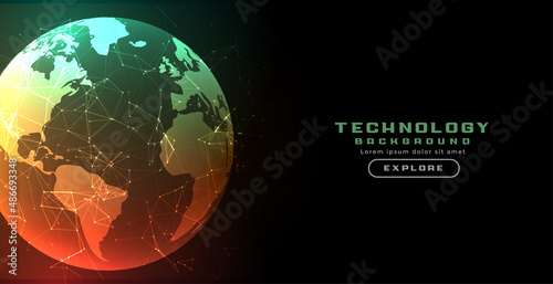 global earth inside network lines background