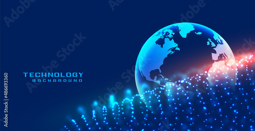 digital earth with particles and light effect