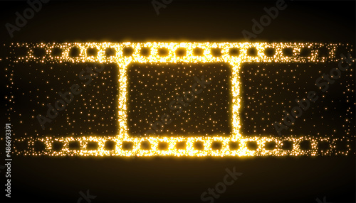 film reel strip made with golden sparkles