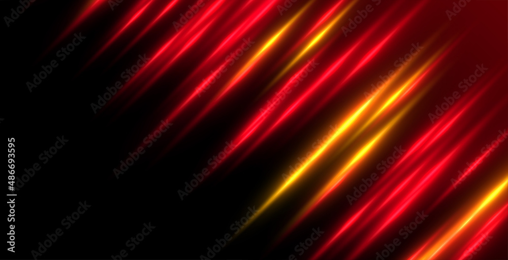 Fototapeta premium red and yellow motion lights speed background