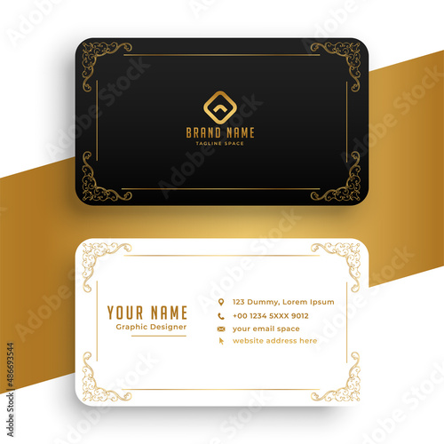 luxury golden frame business card mockup design