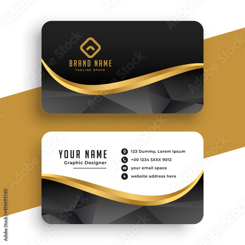 black and golden wave business card design