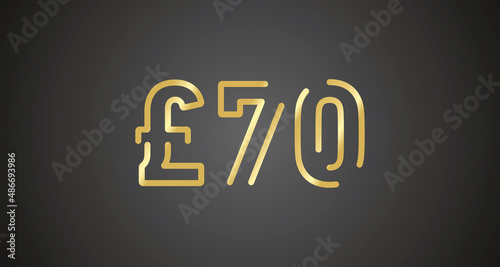 70 Pound Sterling internet website promotion sale offer big sale and super sale coupon code golden £70 discount gift voucher coupon black background
