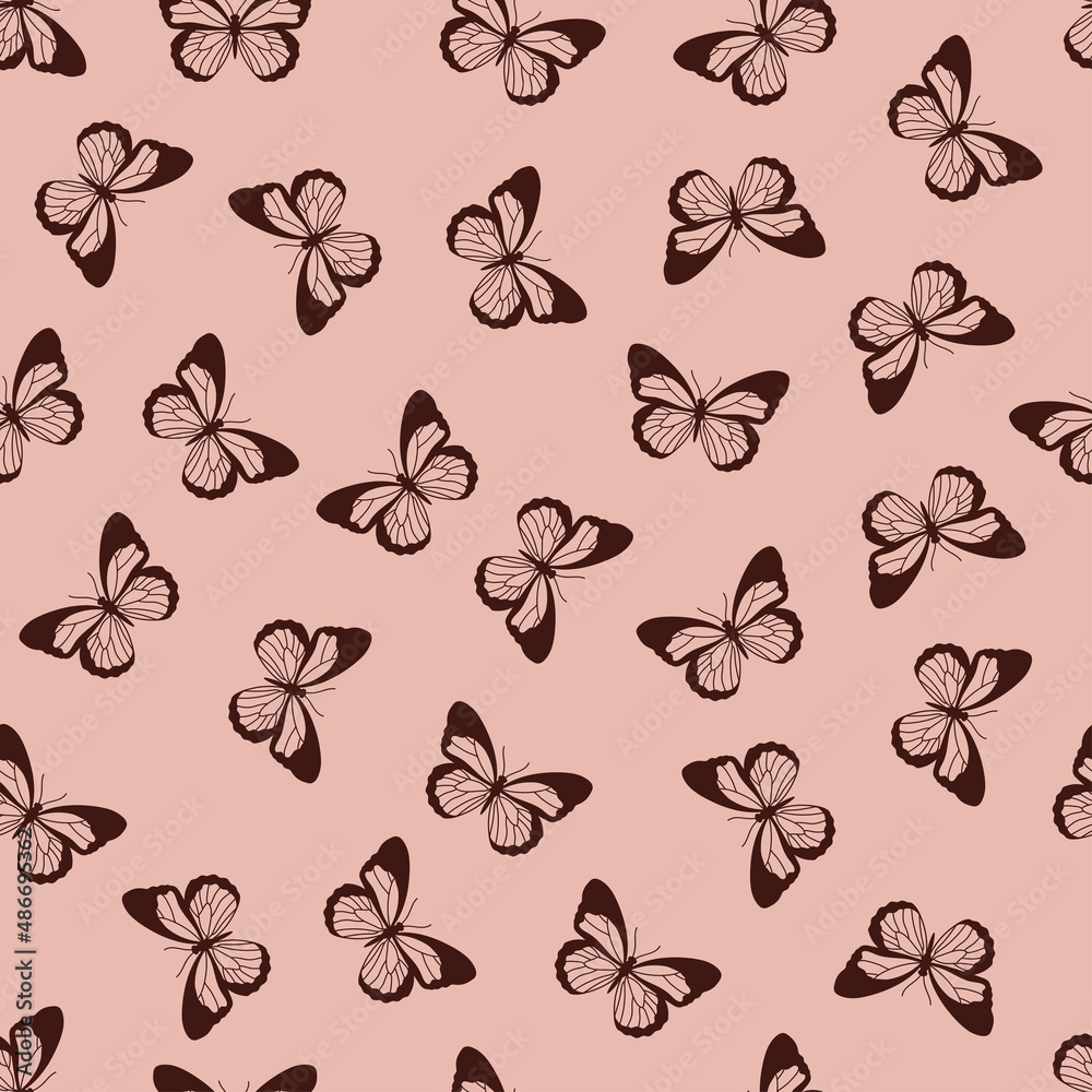 Vector seamless pattern with hand drawn butterflies Vector seamless pattern with hand drawn butterflies