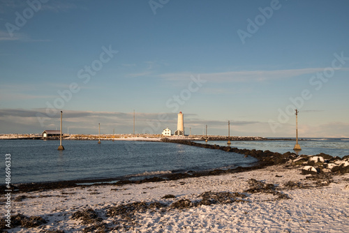 Leuchtturm Grotta auf der Halbinsel Seltjarnarnes in Reykjavik