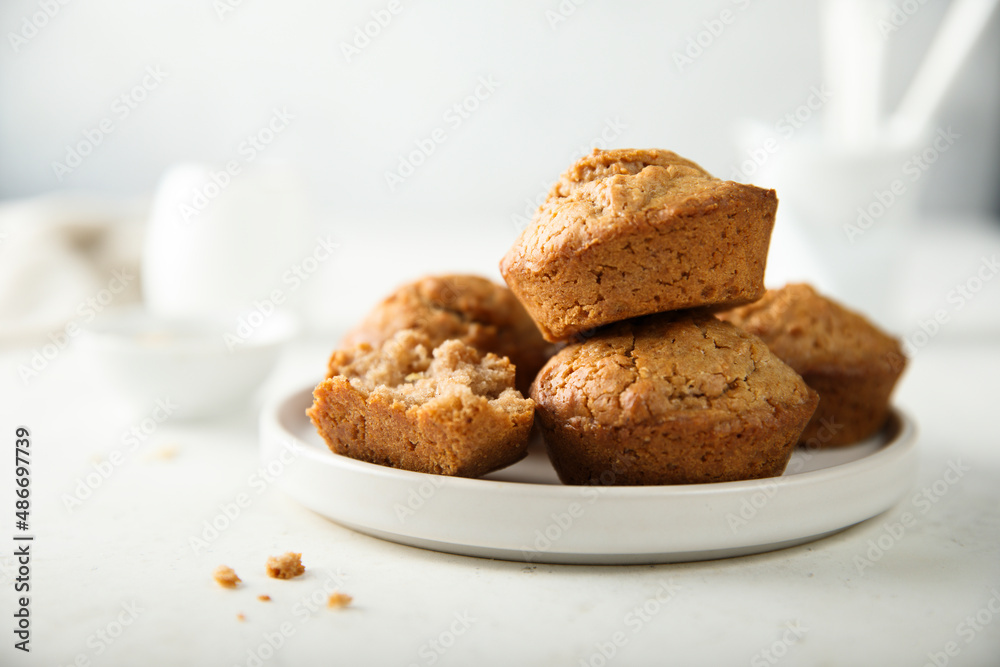Homemade assorted muffins with lemon, cinnamon and nuts Homemade assorted muffins with lemon, cinnamon and nuts